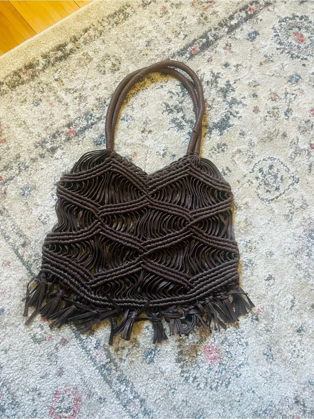 Bag Brown Macrame Fringe Tote Bag